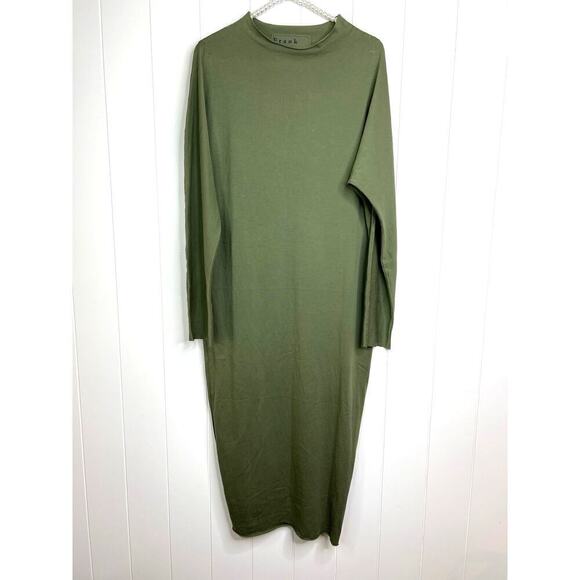 Frank & Eileen Izzie Funnel Neck Dress in Olive Green Size Small - Picture 1 of 8